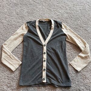 Richard Chai Penguin Two- Tone Cardigan Button-Up in Charcoal and Cream Size XS